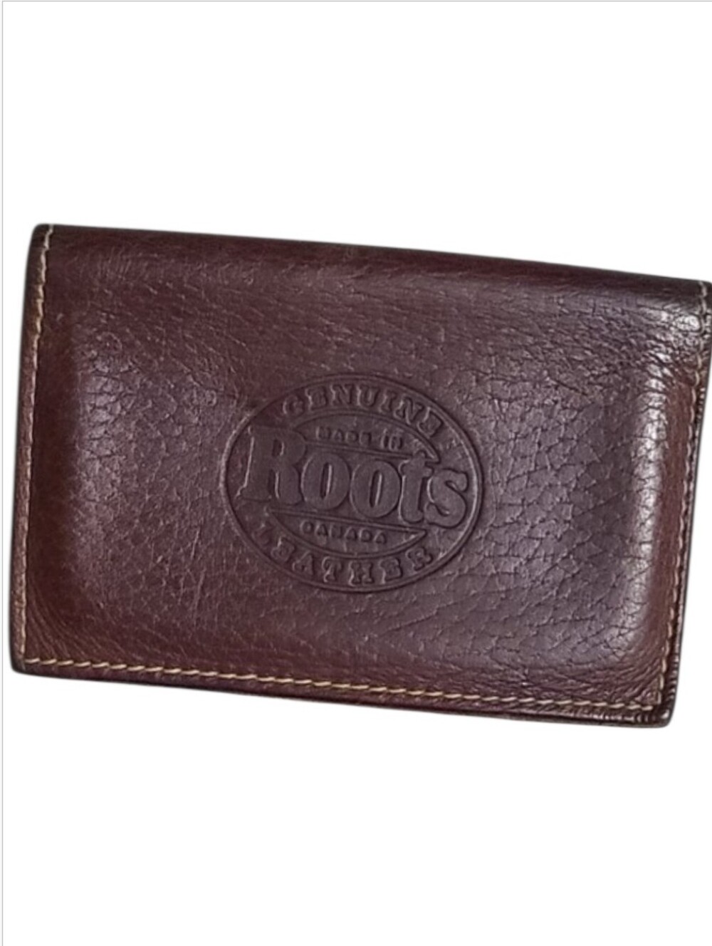 Vintage Roots Canada Genuine Brown Leather Business Card Case Holder Wallet